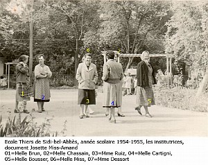 3 SIDI BEL ABBES ECOLE THIERS 1954 LES ENSEIGNANTS